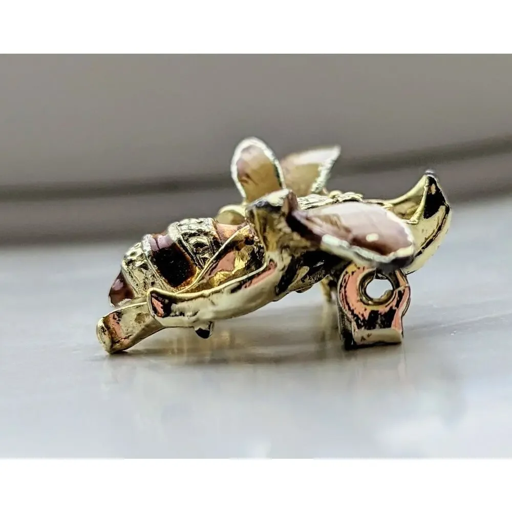 Tiny Wonder Honey Bee Pin Enamel Gold Tone Brooch Pin Vintage 1990's